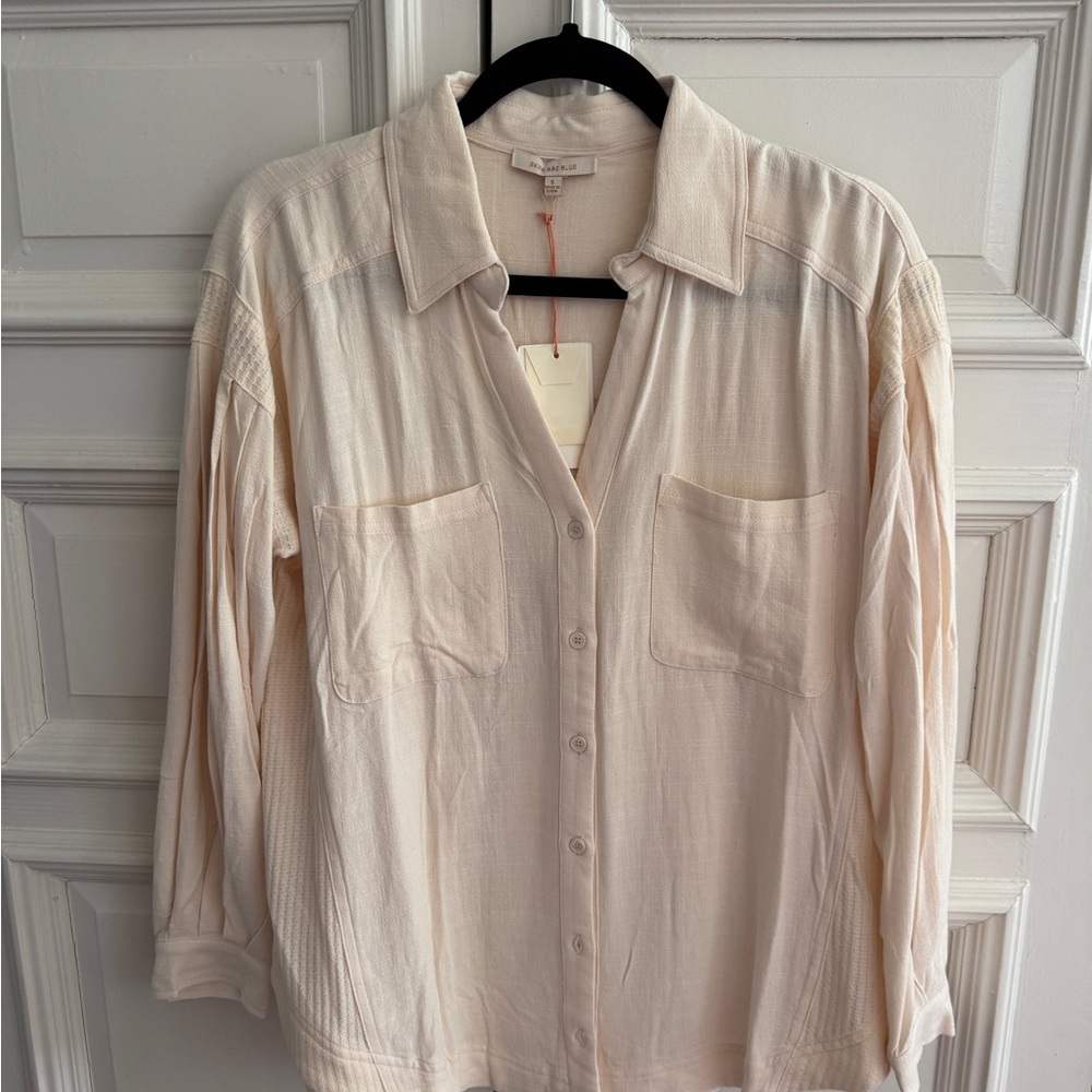 Cream button down Collared Blouse